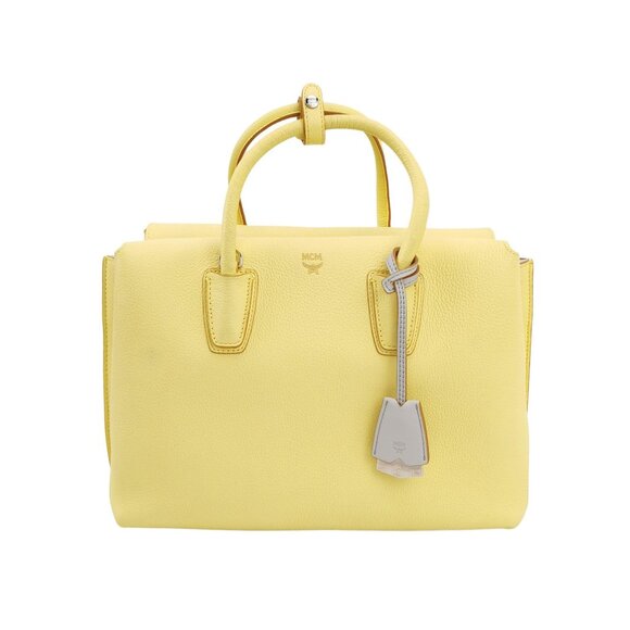 MCM Yellow Leather Medium Milla Top Handle Bag - Picture 1 of 11